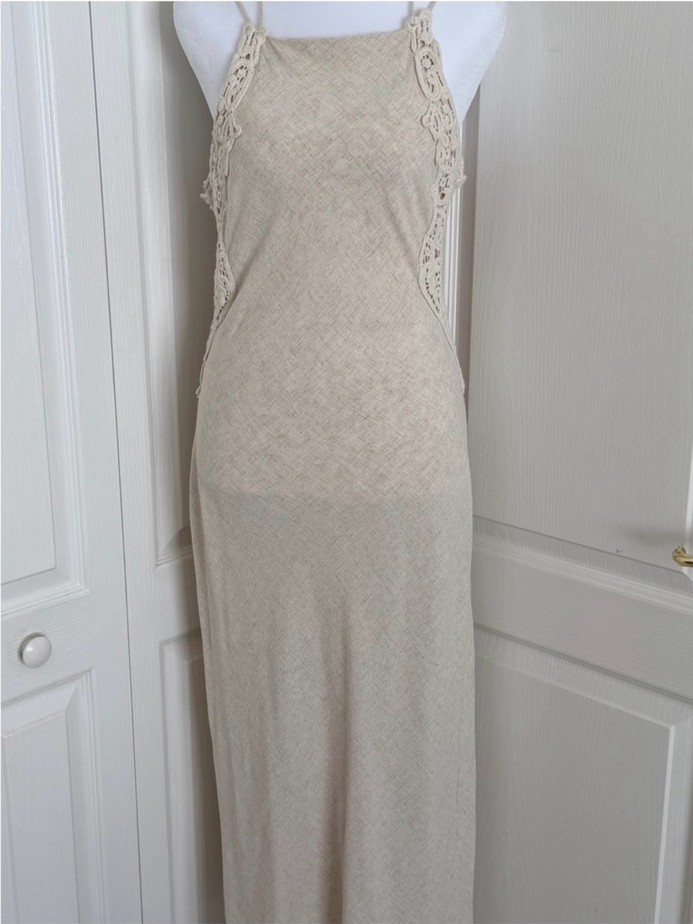 Zara Cream Crochet-Back Slip Dress - Picture 6 of 12